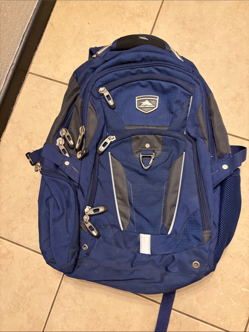 Blue Men's Hiking Backpack with Multiple Compartments